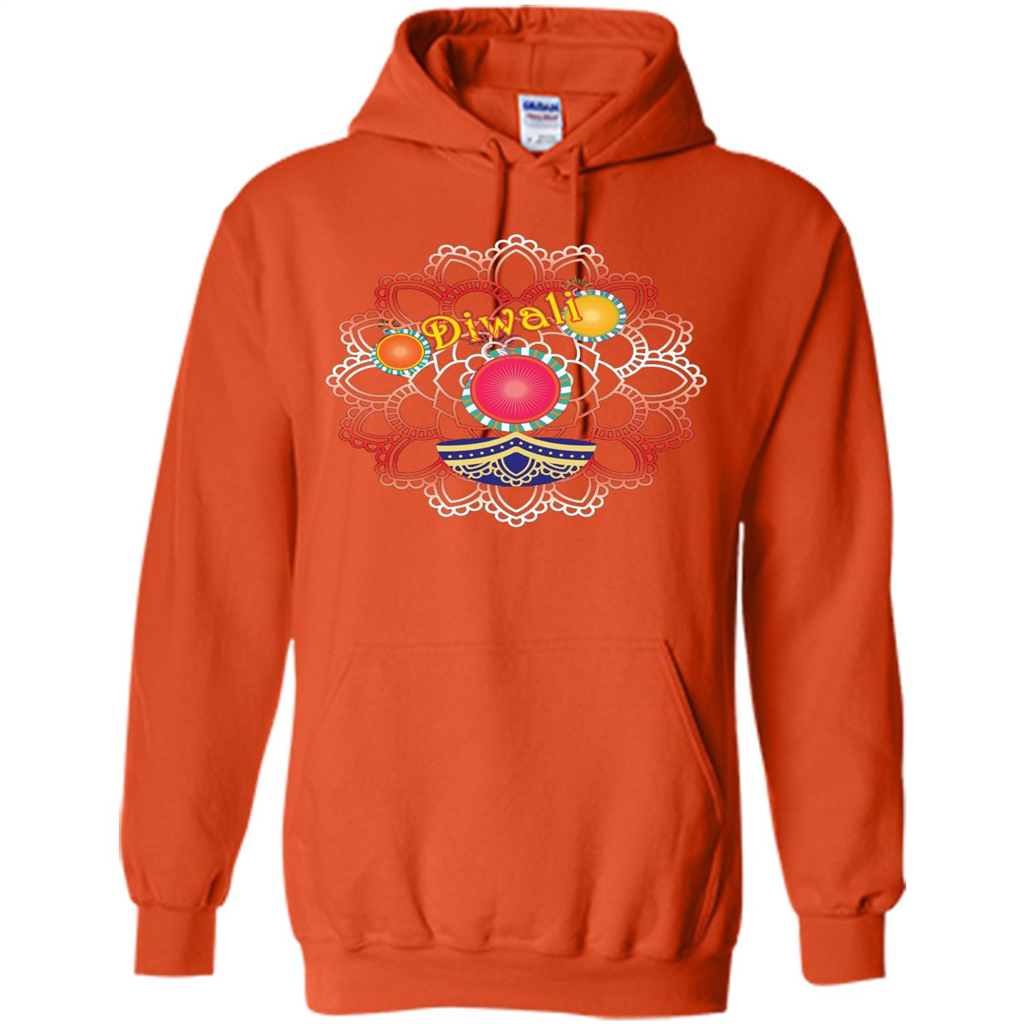 Diwali T-shirt Vibrant Rangoli Lamp And Firecrackers Diwali Tshirt Orange