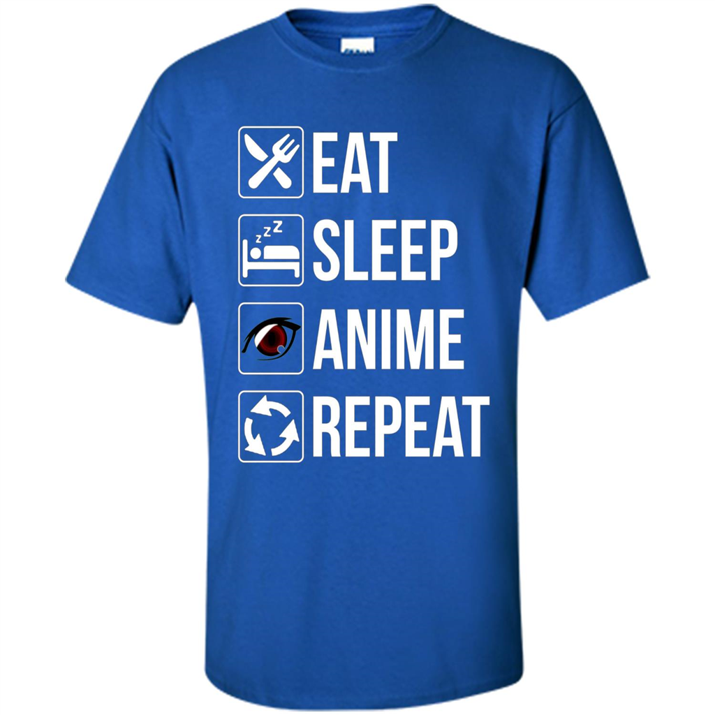 Funny Eat Sleep Anime Repeat T-shirt Royal