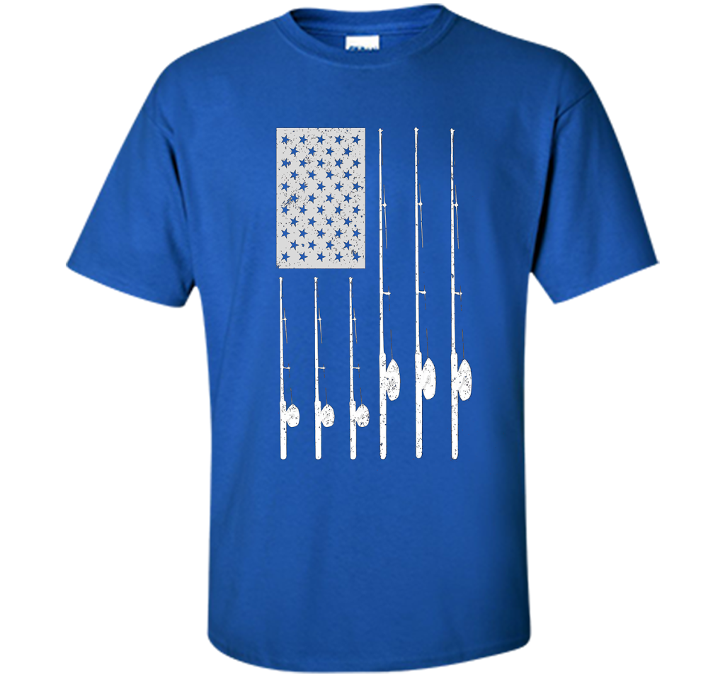 Patriotic Fishing T-Shirt with American USA Flag Great Gift shirt Royal
