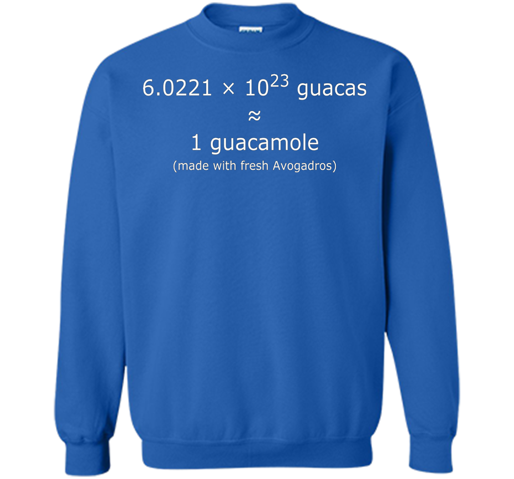 Avogadro's number Guacamole T-shirt for Chemists, Scientists cool shirt Royal