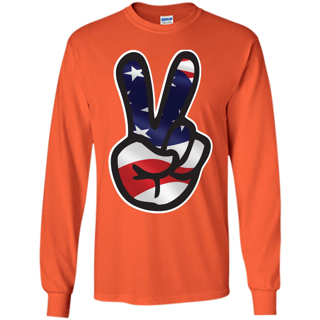 Amreican Flag Peace Guy T-shirt Orange
