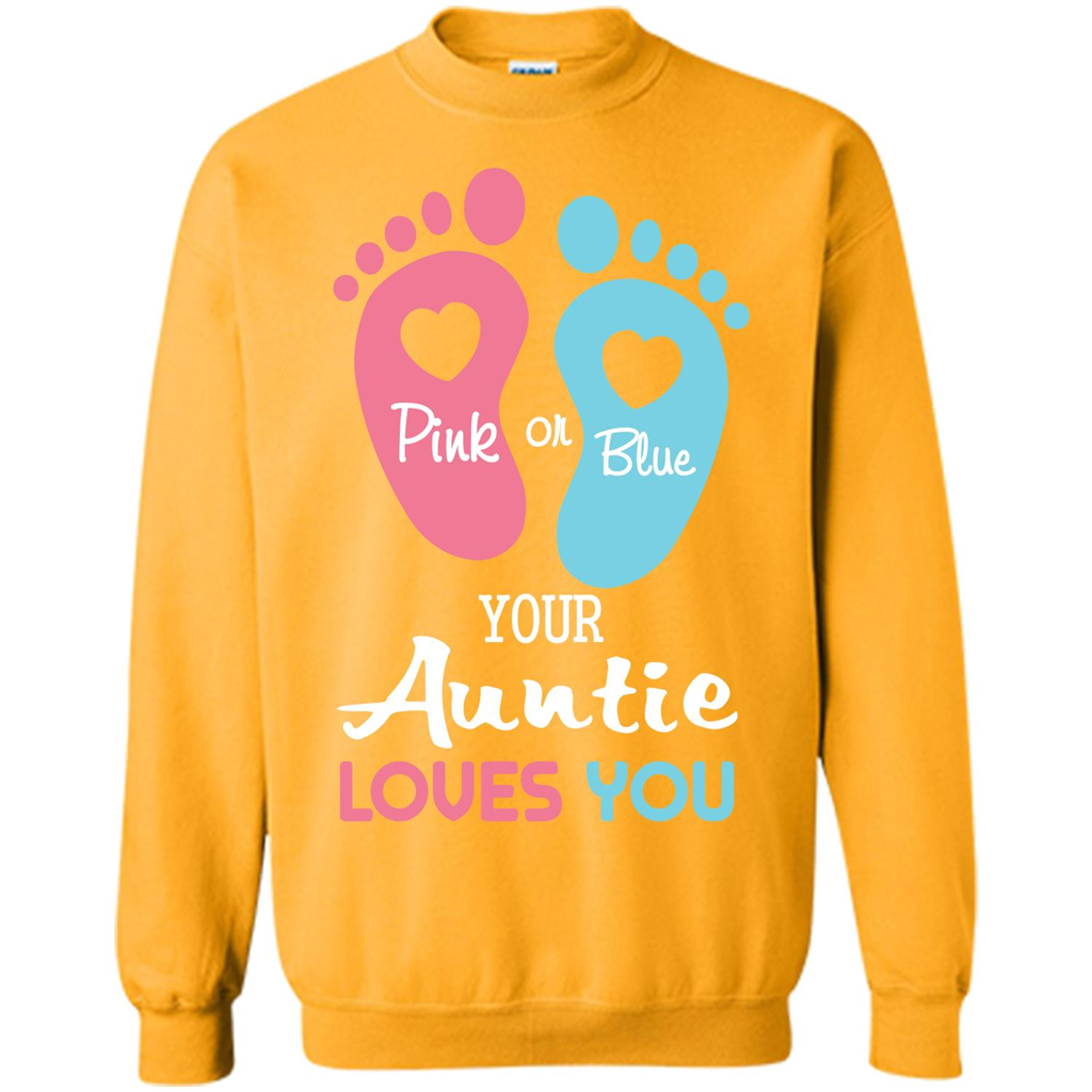 Baby T-shirt Pink Or Blue Your Auntie Loves You Gold