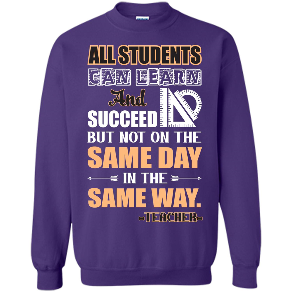 Teacher T-shirt All Students Can Learn And Succeed Orange