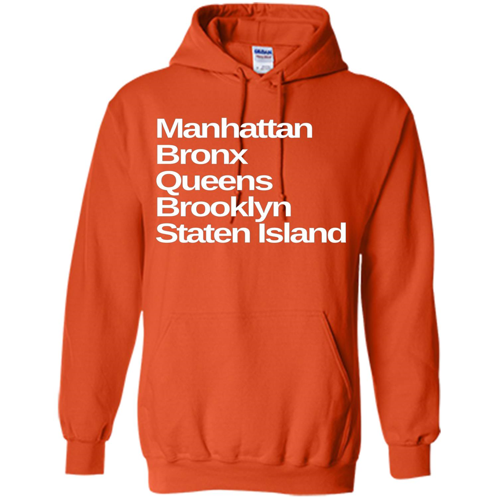 New York 5 Boroughs T-shirt Manhattan Bronx Queens Brooklyn Staten Island Orange