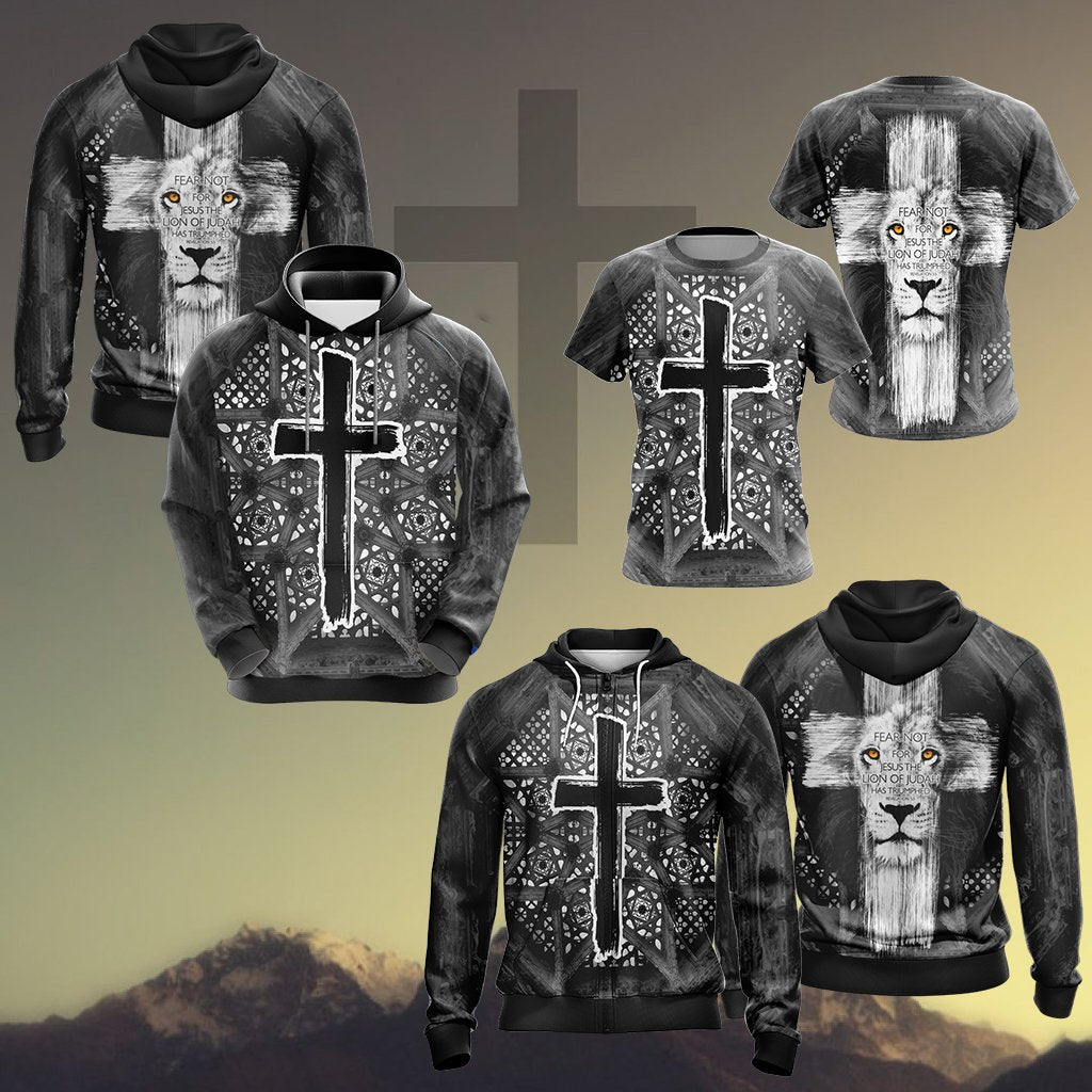 Christian - Fear Not For Jesus The Lion Of Judah Has Triumphed Unisex Zip Up Hoodie