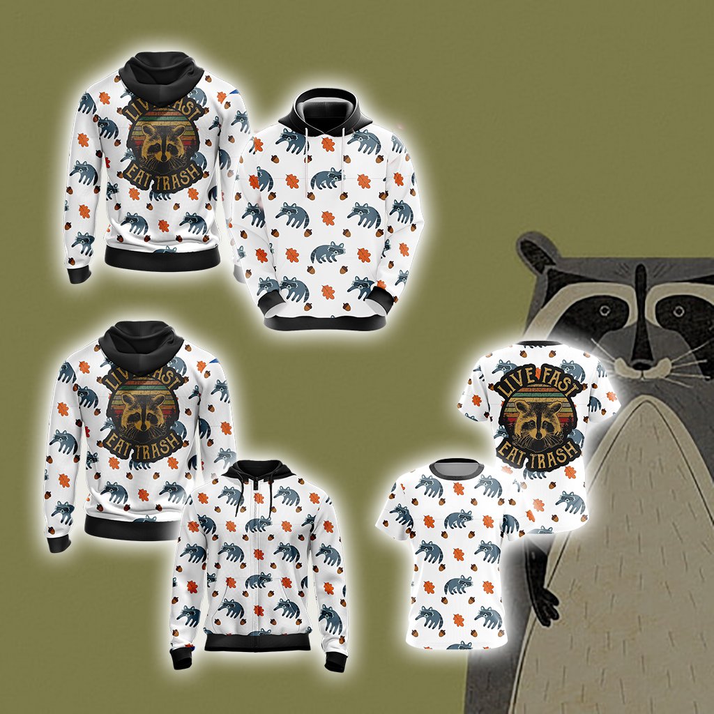 Raccoon - Love Fast Eat Trash Unisex Zip Up Hoodie