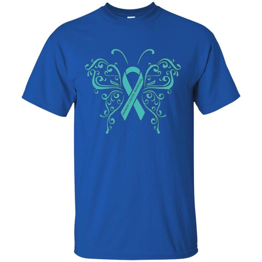 Ovarian Cancer Awareness Butterfly T-Shirt Royal