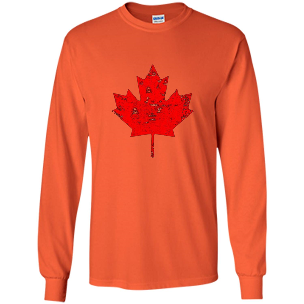 Canada Day T-Shirt. Canada Maple Flag Distressed T-shirt Orange