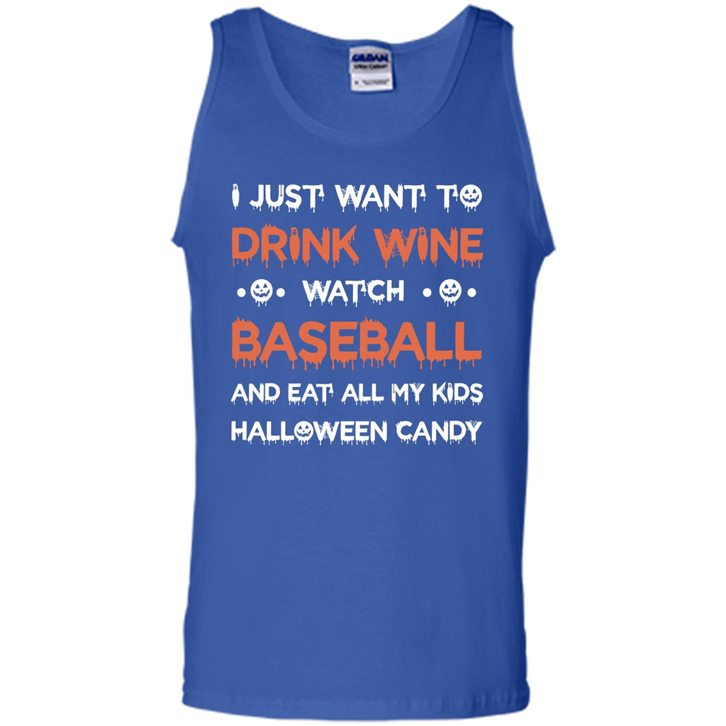 Halloween T-shirt I Just Want To Drink Wine Watch Baseball T-shirt Royal