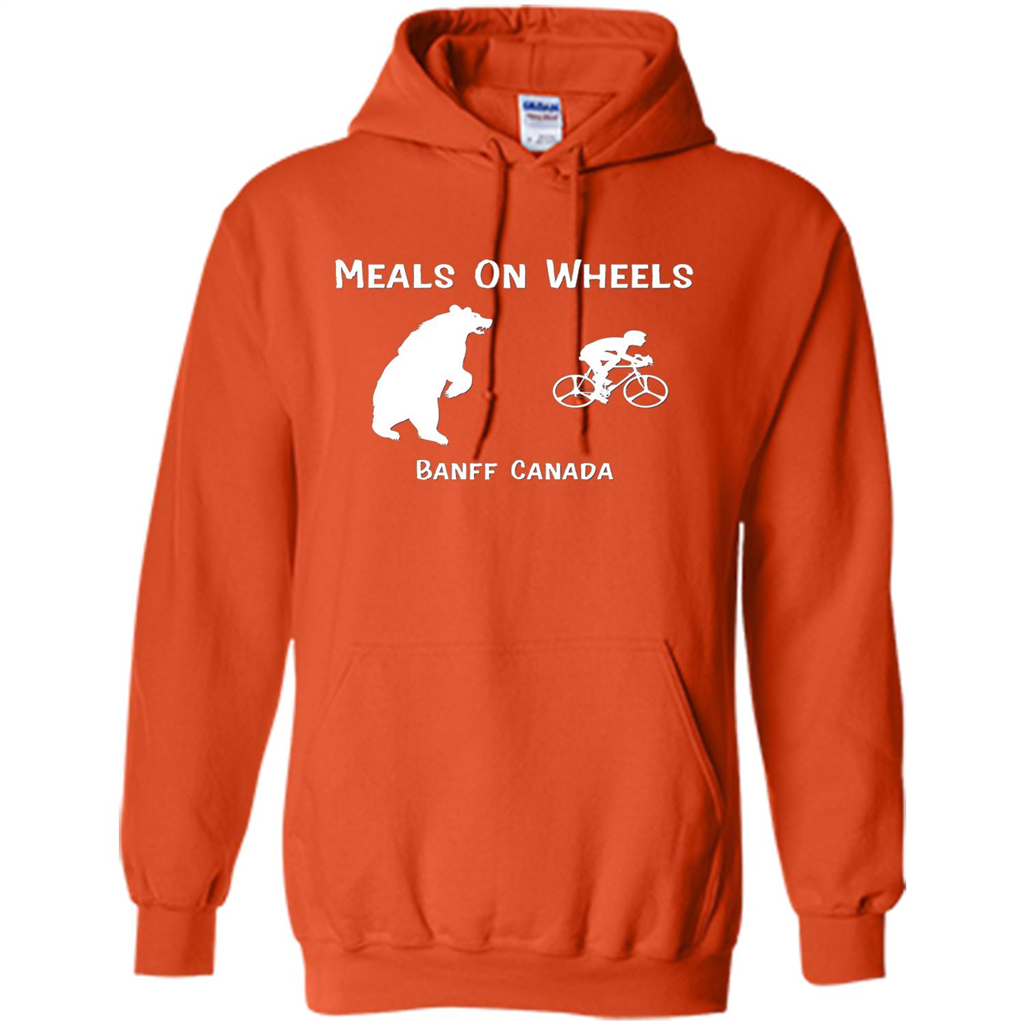 Funny Bear Chasing Bike Rider Meals On Wheels T-shirt Orange