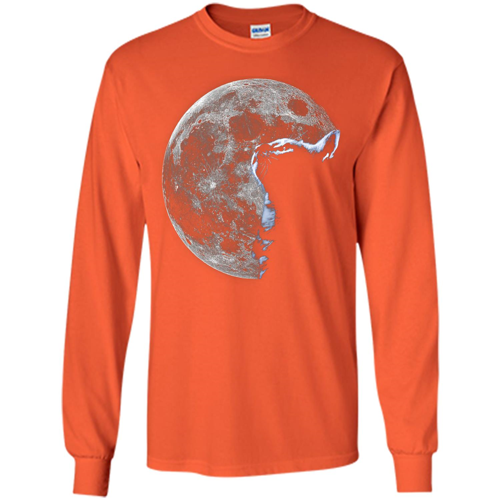 Cat Lover T-shirt Cat And Moon Orange