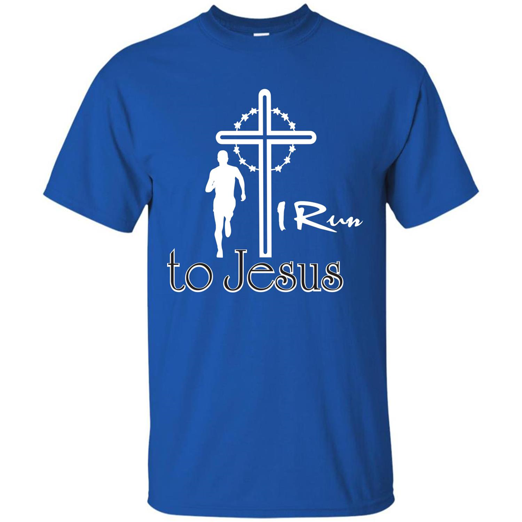 Christian T-shirt I Run To Jesus T-shirt Royal