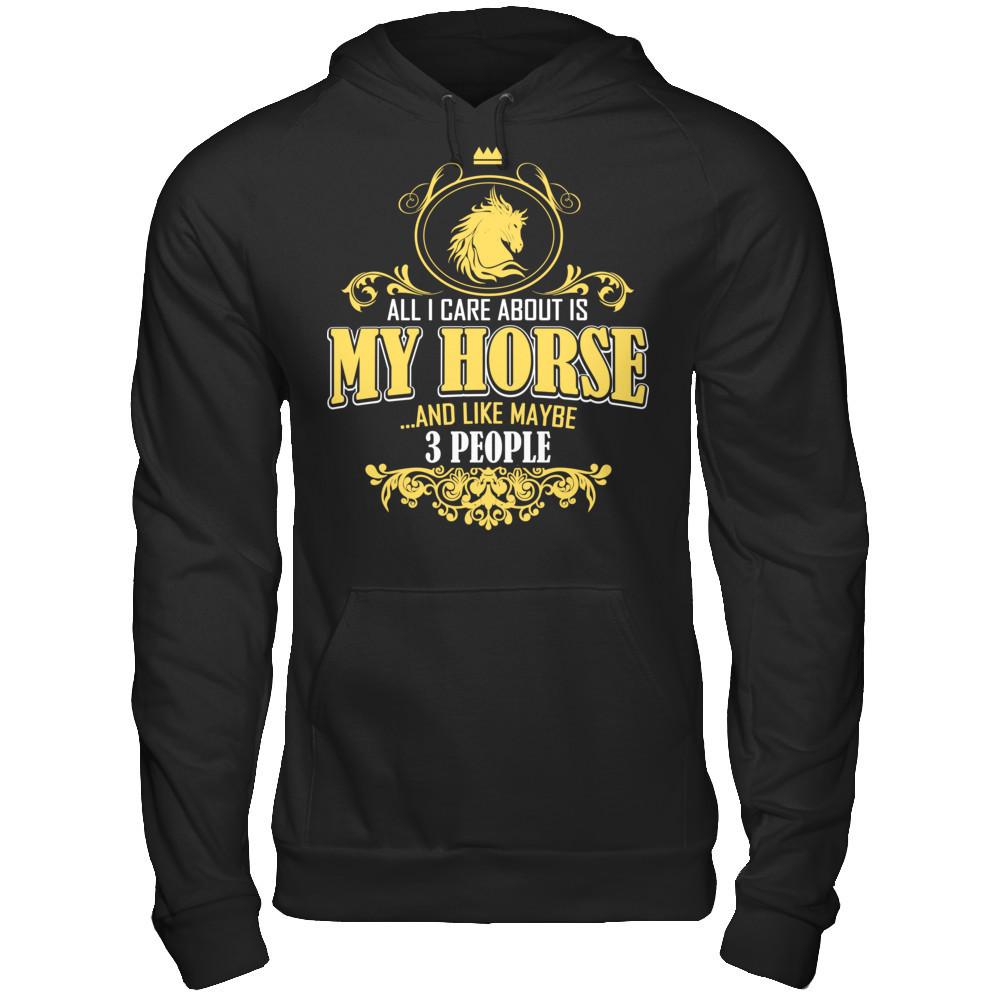 All I Care About Is My Horse And Like Maybe 3 People T-shirt Gildan - Pullover Hoodie Black