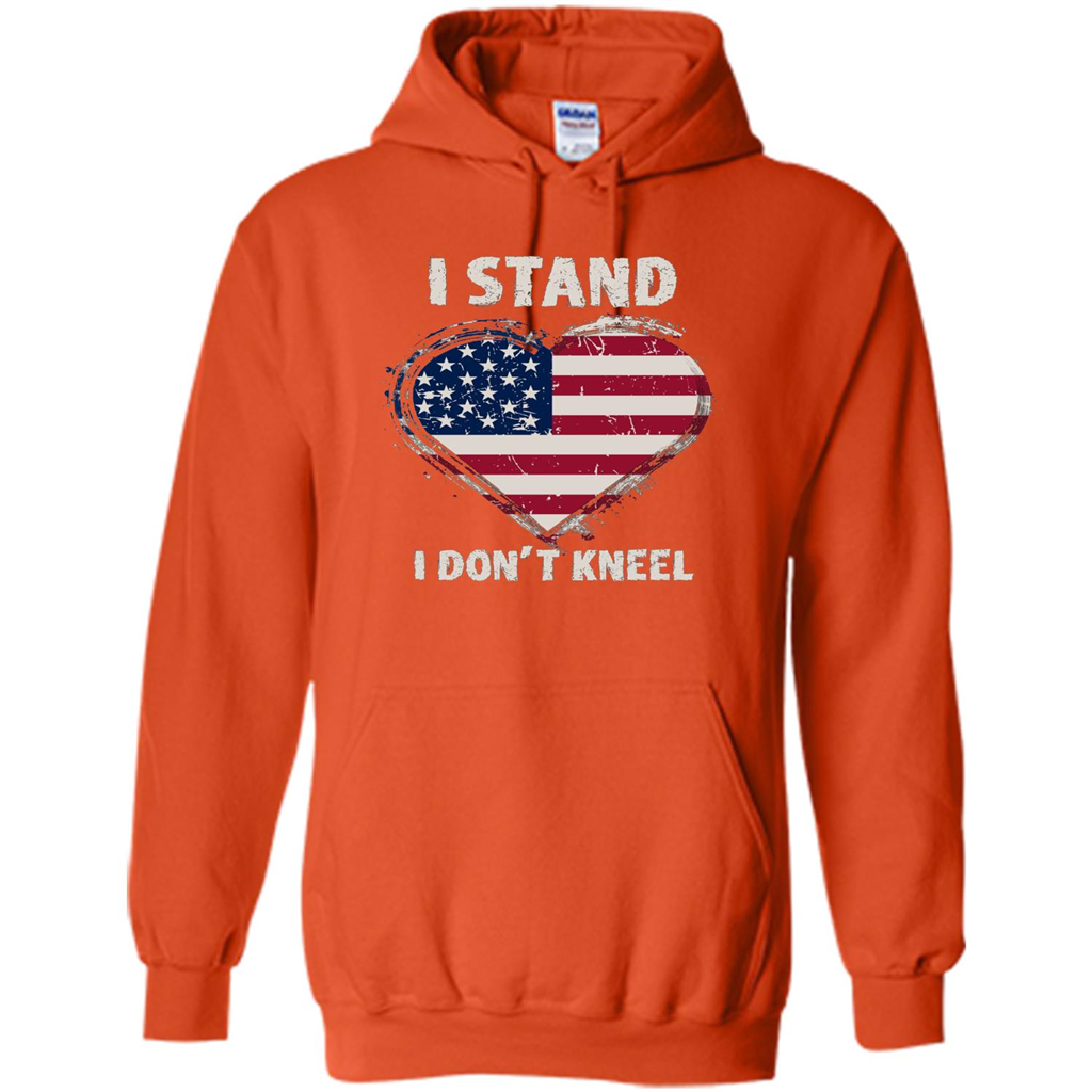 I Stand I Don't Kneel USA Flag Heart T-shirt Orange
