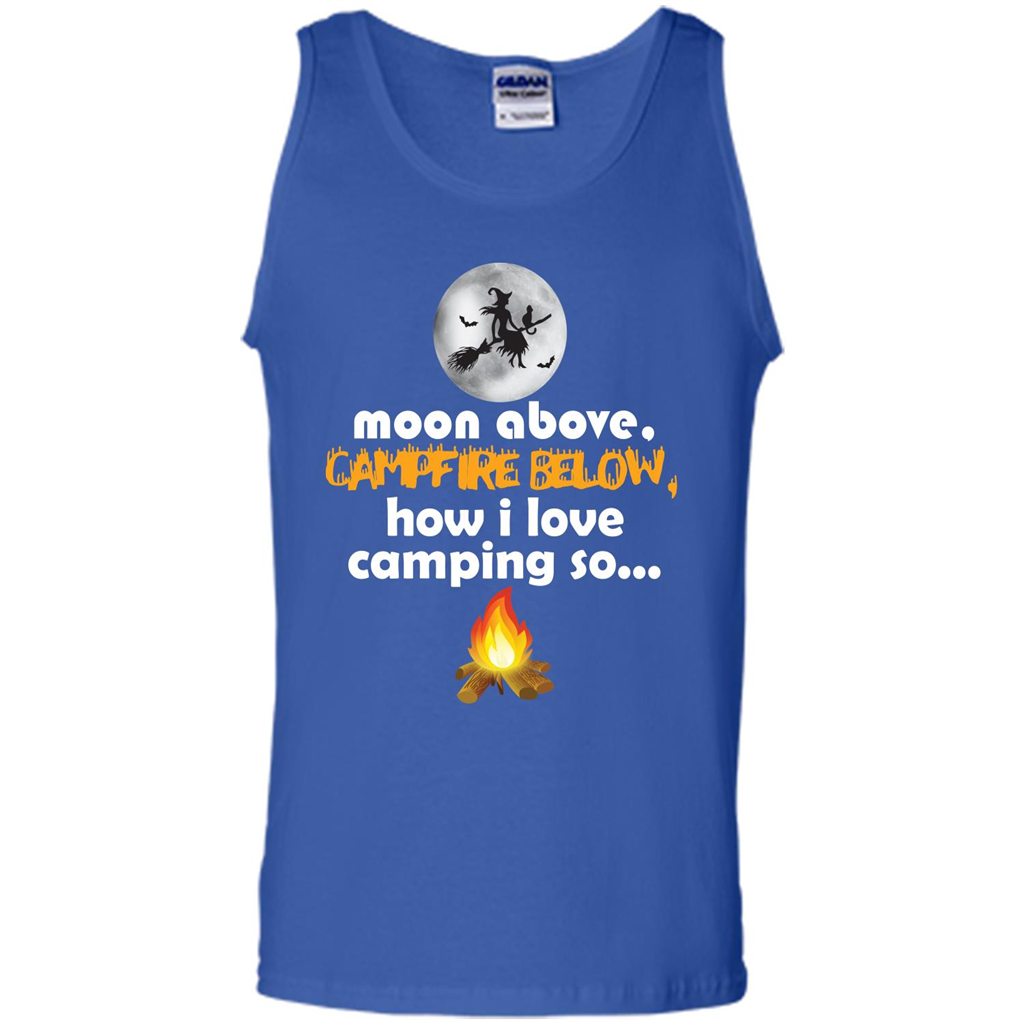 Halloween T-shirt Moon Above Campfire Below T-shirt Royal