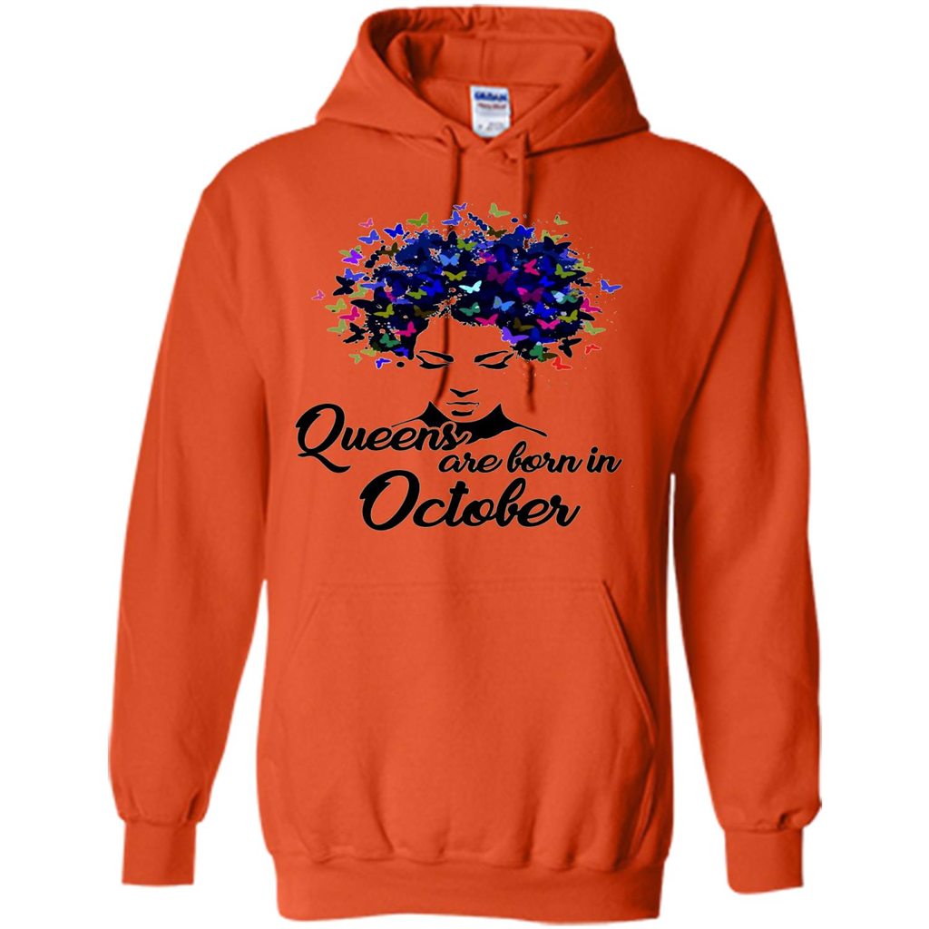 Queens Are Born In October Proud Black Woman Butterfly T-shirt Orange