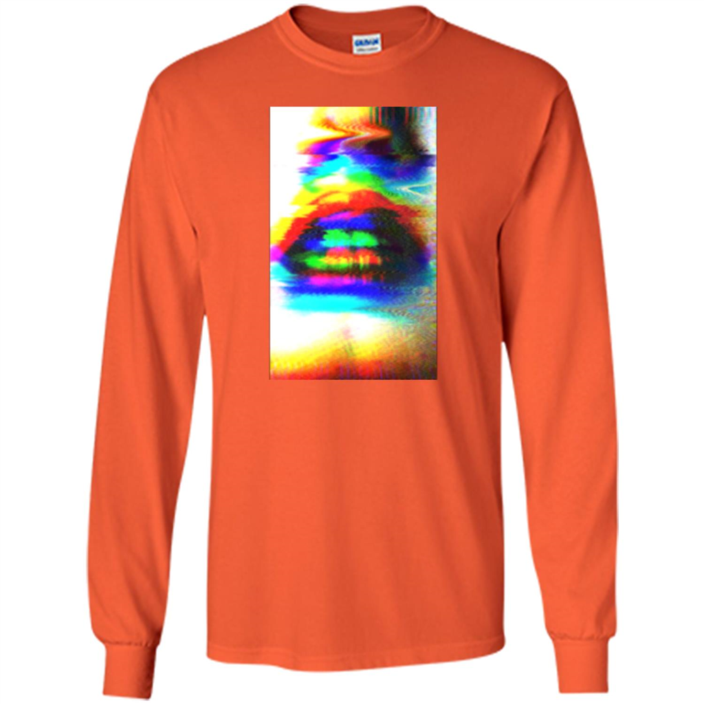 Glitch Art Lips T-shirt Orange