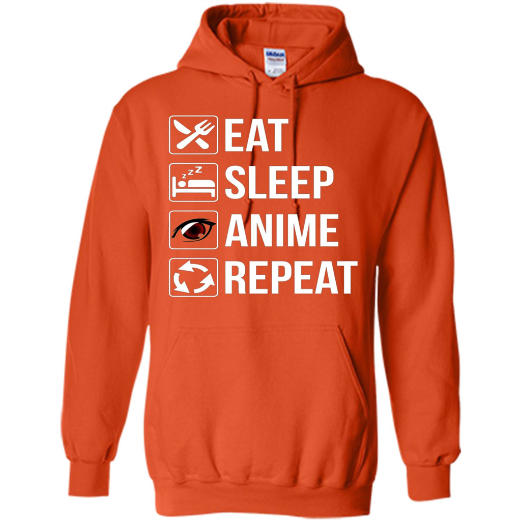 Funny Eat Sleep Anime Repeat T-shirt Orange