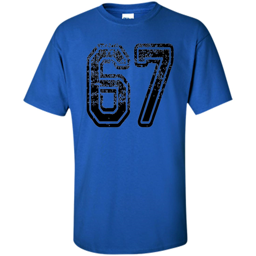 Number 67 T-shirt - Grungy Sports Team T-shirt Royal