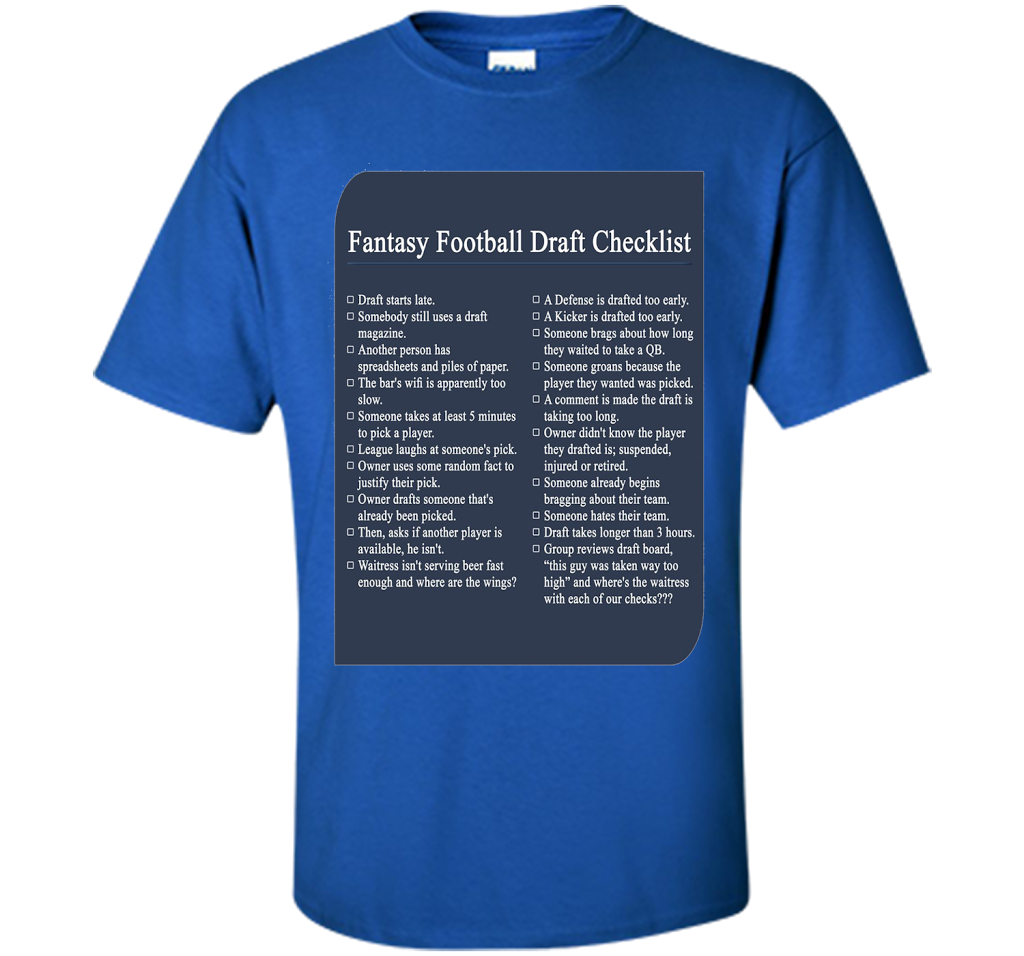 Fantasy Football Draft Checklist T-shirt