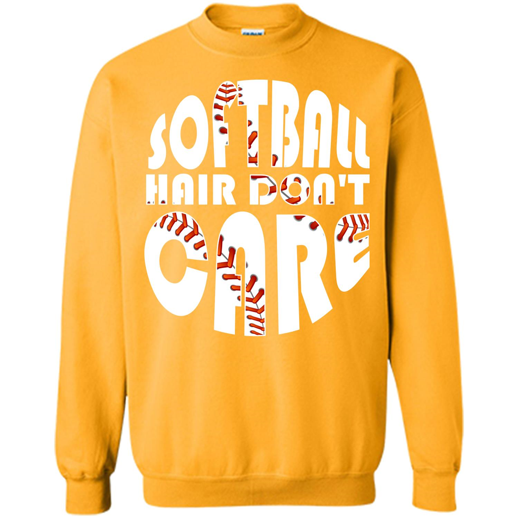Softball Lover T-shirt Softball Hair Don't Care T-shirt Gold