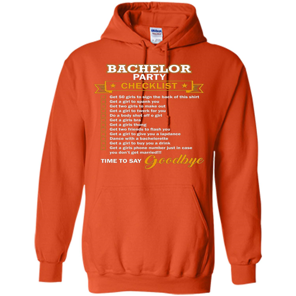 Funny Bachelor Party Checklist T-shirt Orange