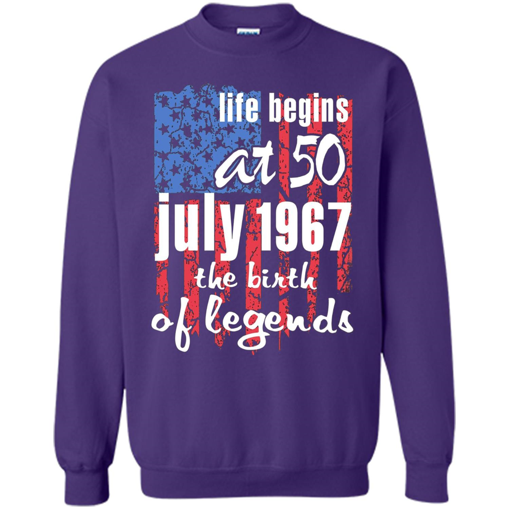 Life Begins At 50 T-shirt July 1967 The Birth Of Legends T-shirt Orange