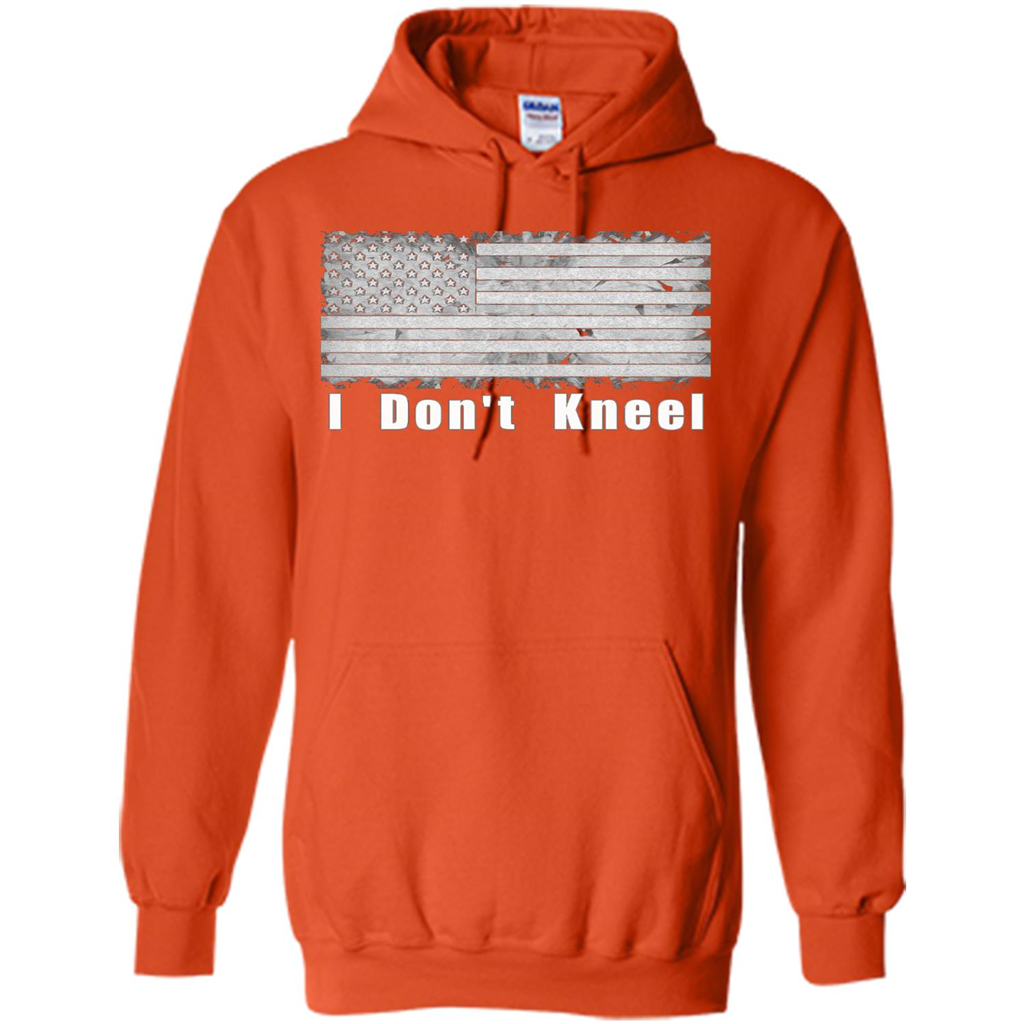 American T-shirt I Don't Kneel Patriotic American Flag Orange