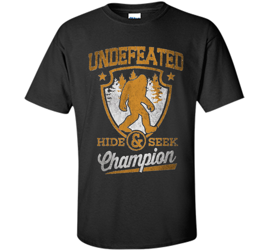 Bigfoot T-shirt Undefeated Hide and Seek Sasquatch Yeti Gift T-shirt Black S