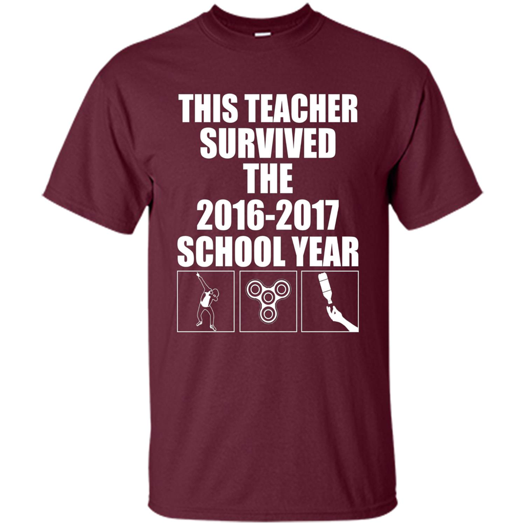Teacher T-shirt This Teacher Survived The 2016-2017 School Year Maroon