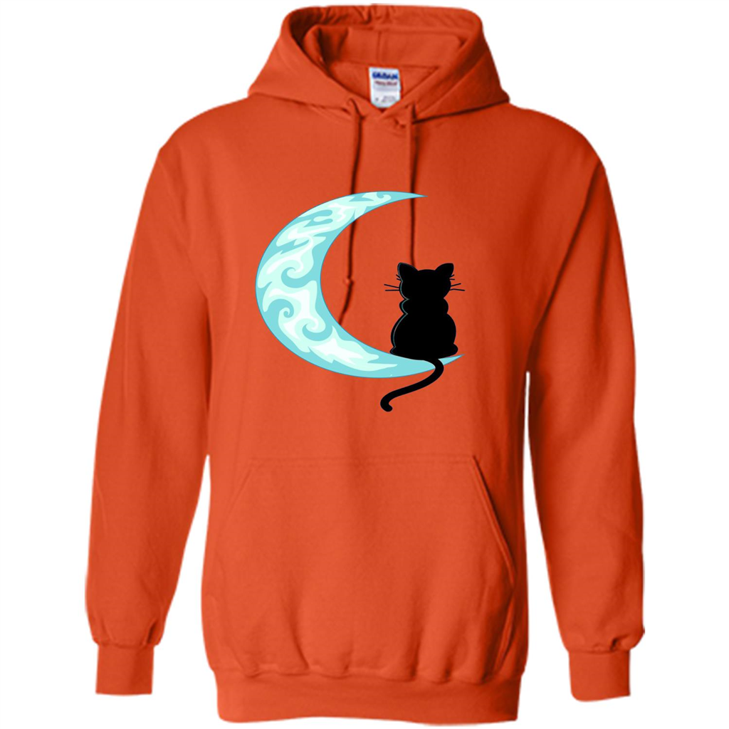 Black Cat Mom Crescent Moon T-shirt Orange