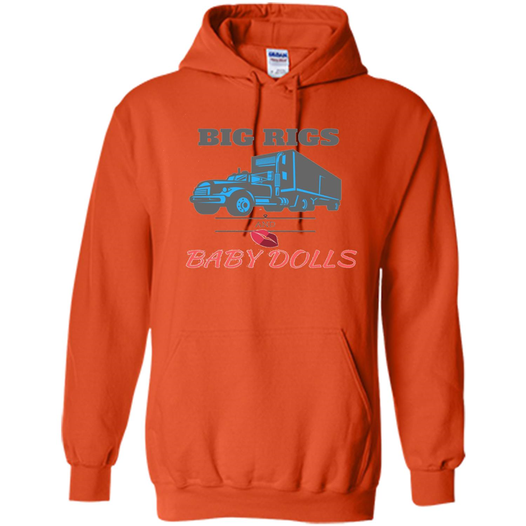 Trucker T-shirt Big Rigs And Baby Dolls Orange