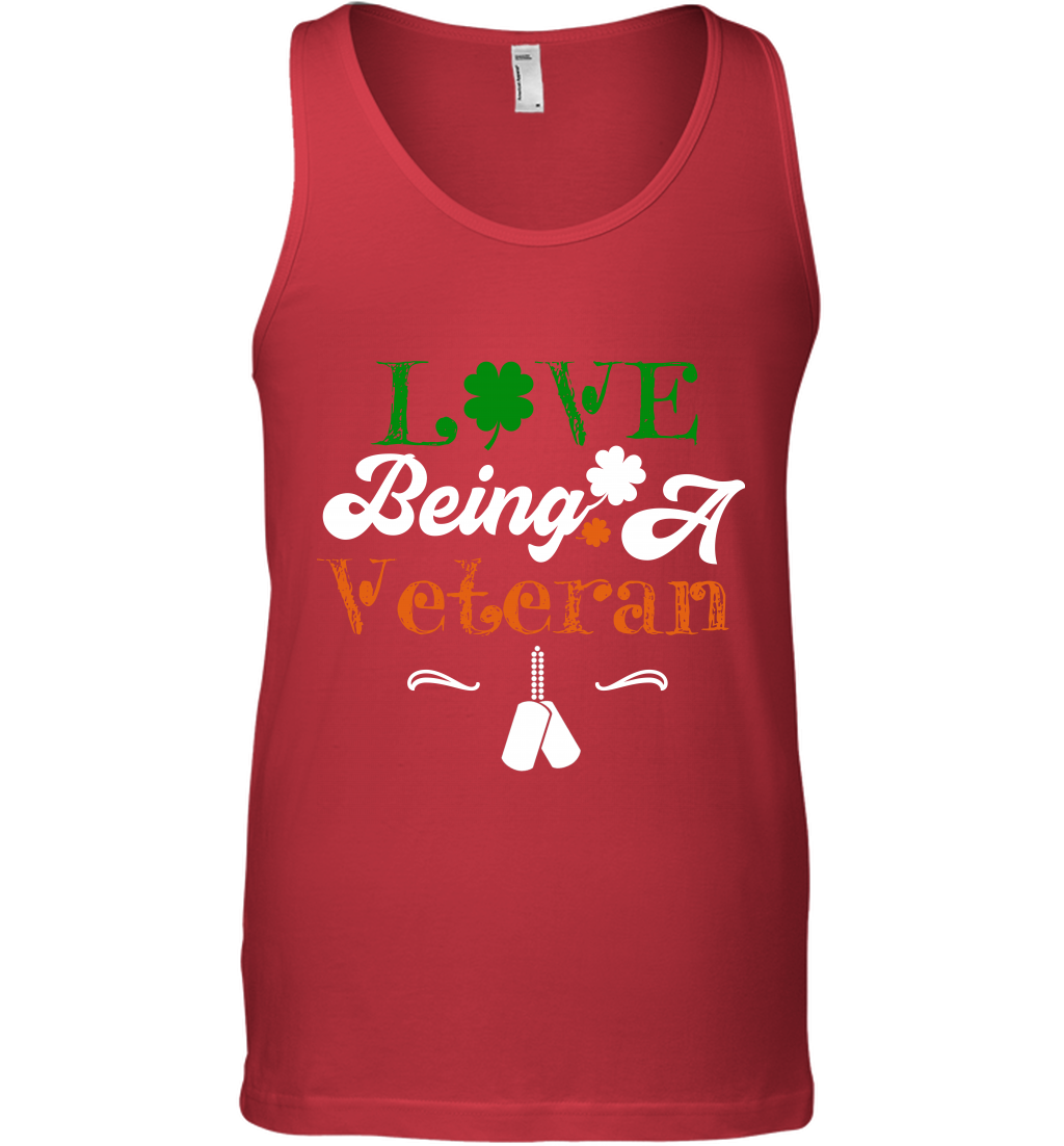 Love Being A Veteran Saint Patricks Day Shirt Tank Top Red