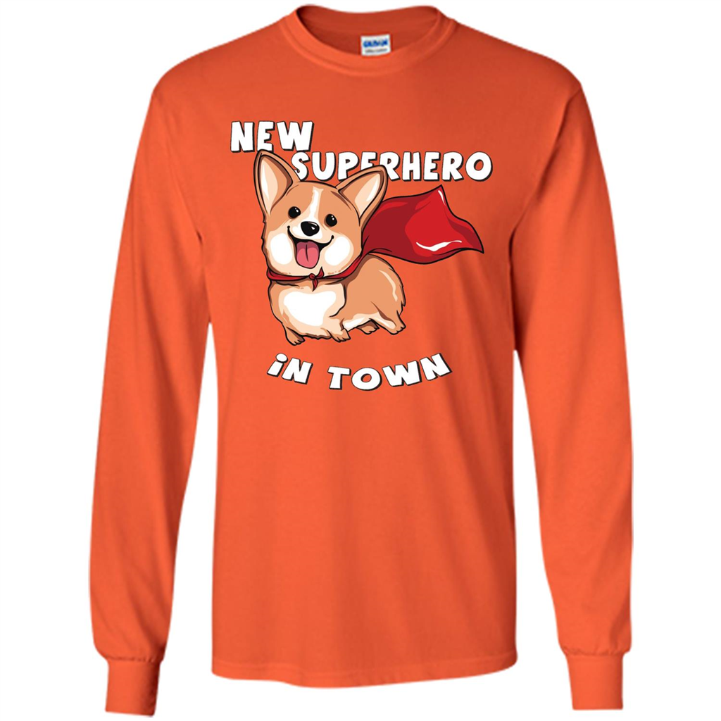 Corgi Doggy T-Shirt New Superhero In Town T-shirt Orange