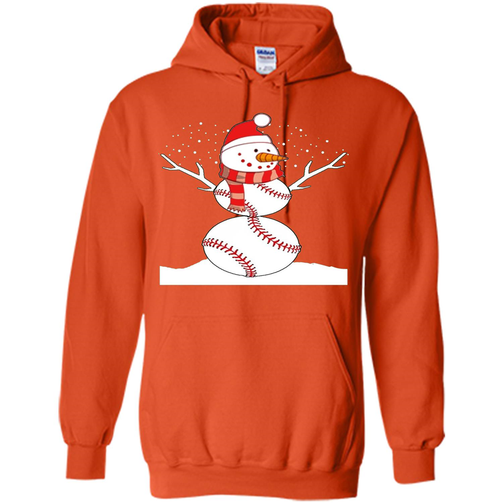 Cute Baseball Snowman Christmas T-Shirt Orange