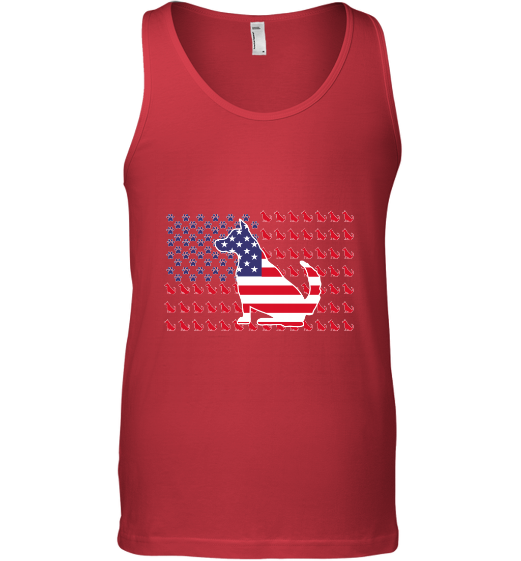 American Flag Dogs Lovers Shirt Tank Top Red