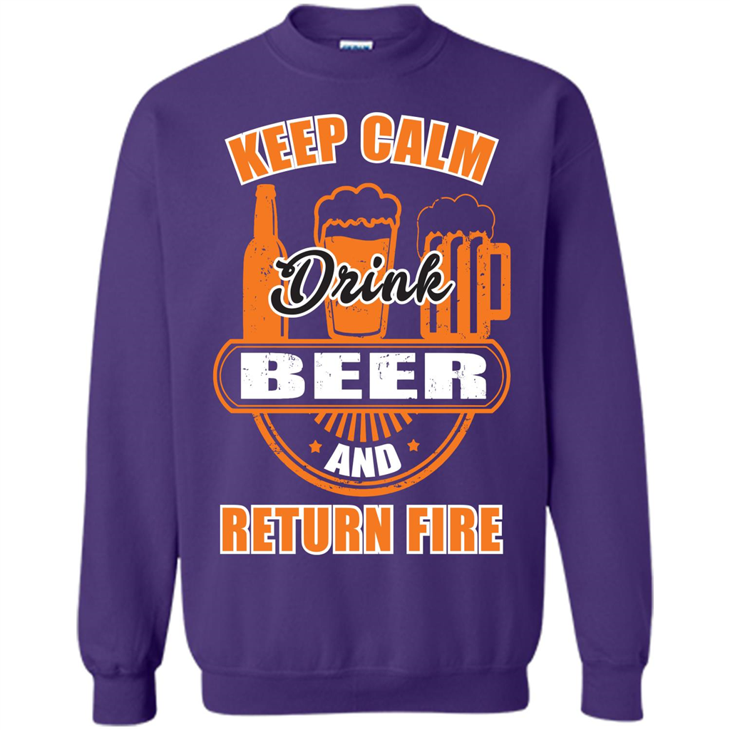 Beer T-shirt Keep Calm Drink Beer And Return Fire Orange