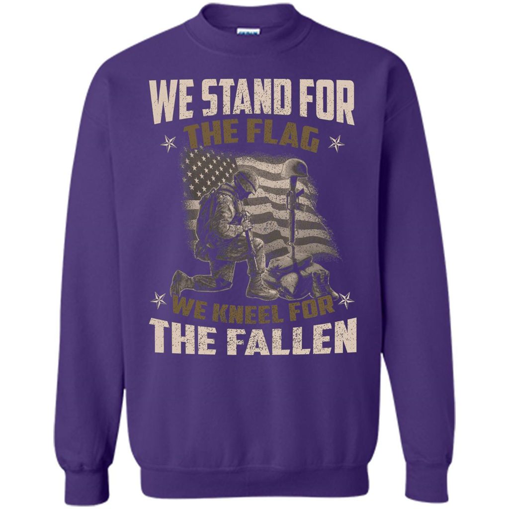 Military T-Shirt We Stand For The Flag We Kneel For The Fallen Orange