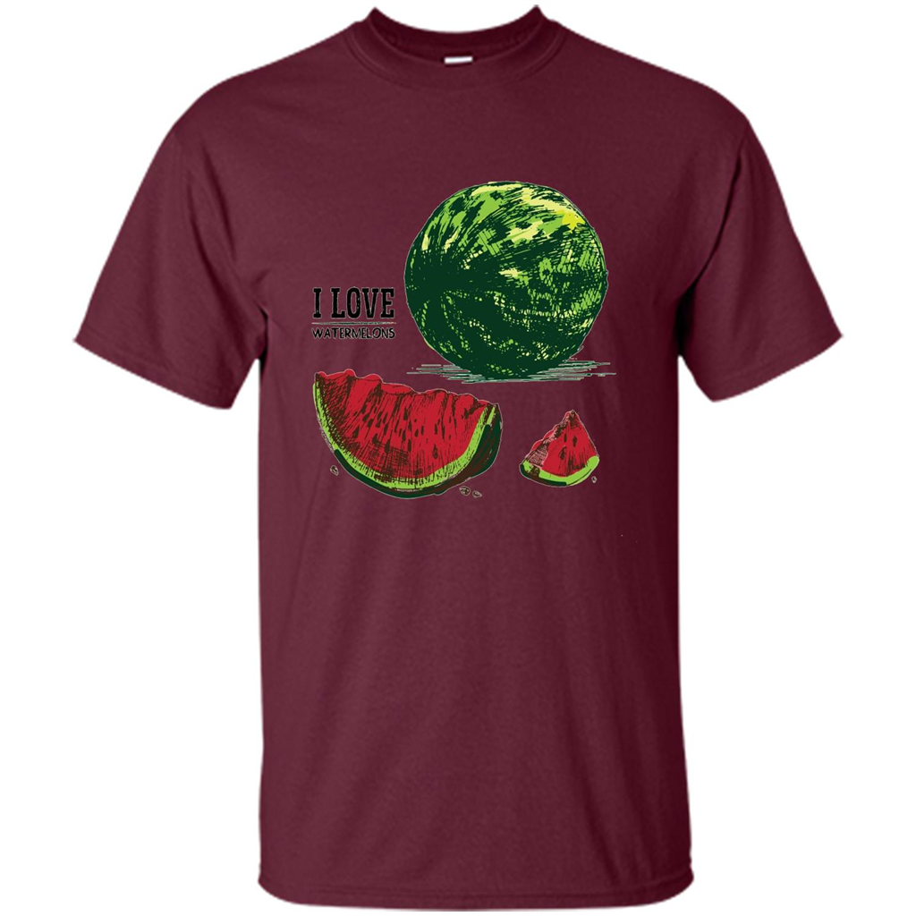I Love Watermelons T-shirt Maroon