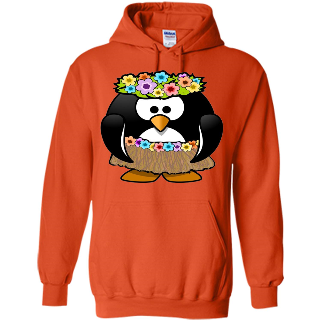 Hawaiian Hula Cartoon Penguin T-shirt Orange