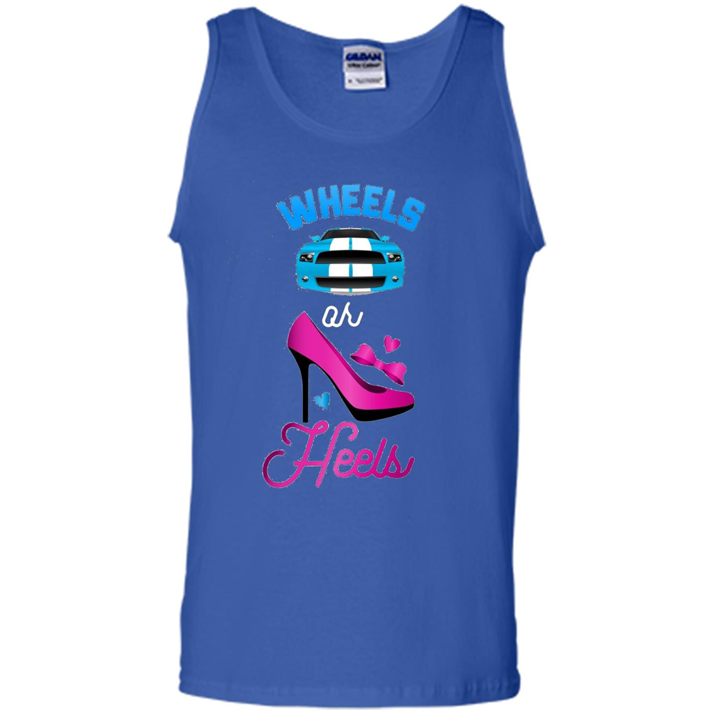 Wheels Or Heels We Love You Gender Reveal Party T-shirt Royal