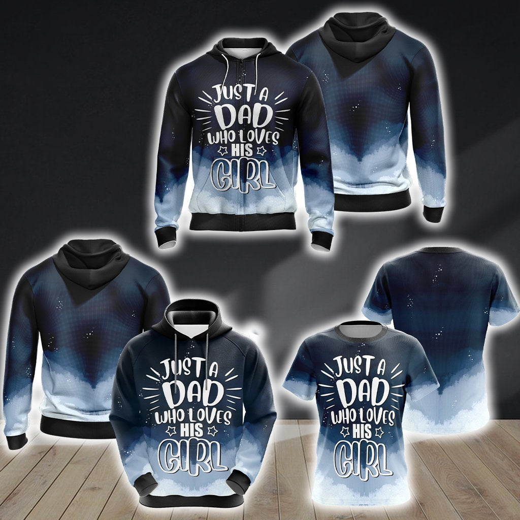 Just A Dad Who Loves His Girl Unisex 3D Pullover Hoodie