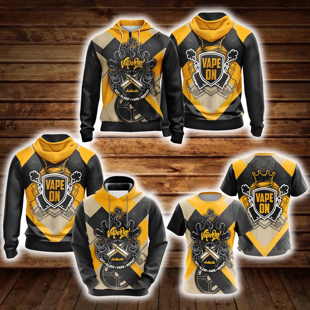 Vape On Eat Sleep Vape Repeat Unisex Zip Up Hoodie