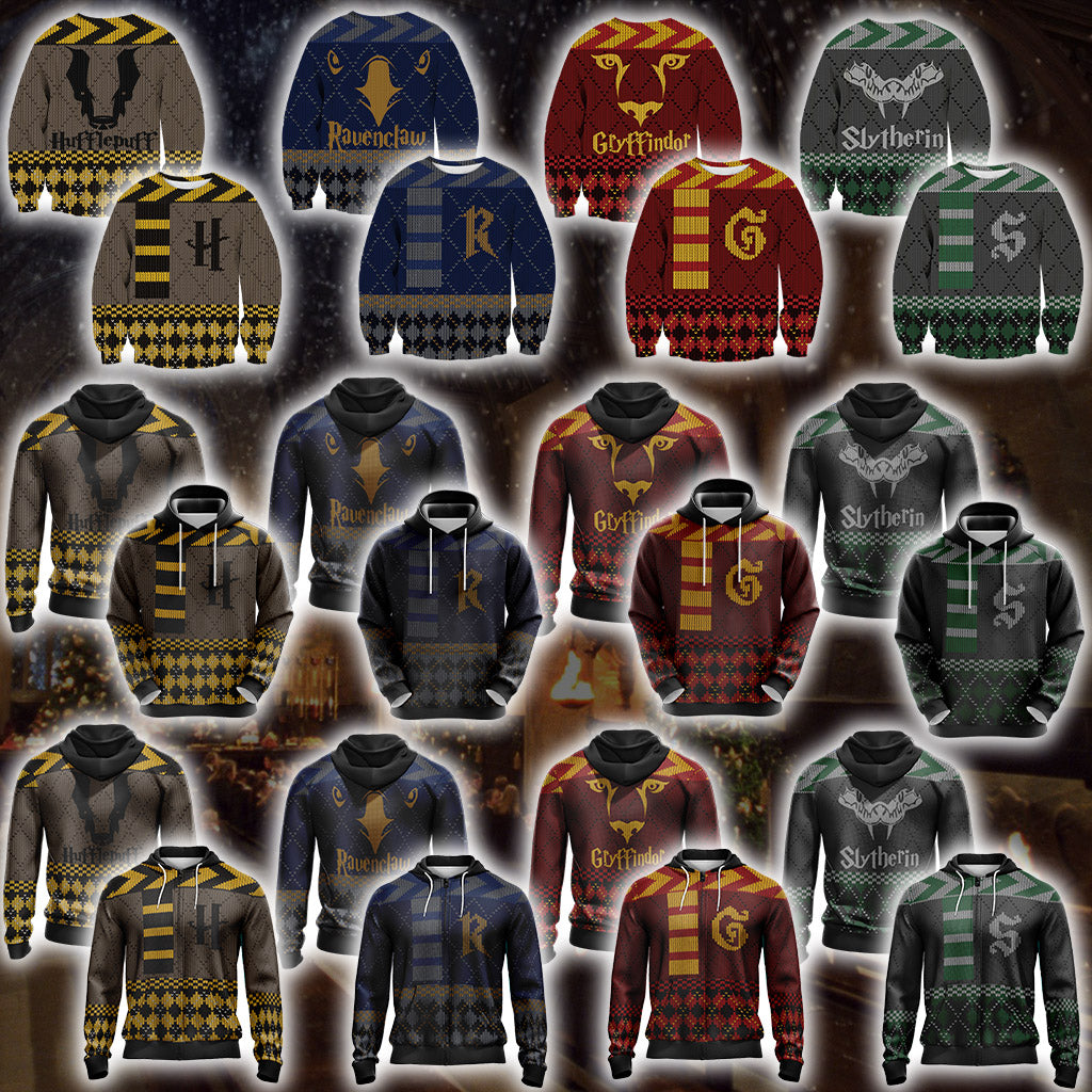 Harry Potter - Hufflepuff House Xmas Style Unisex Zip Up Hoodie
