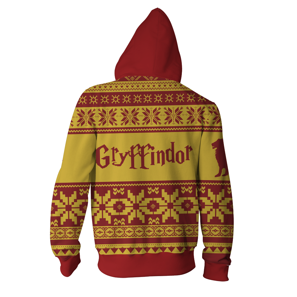 The Gryffindor Lion Harry Potter Ugly Christmas Zip Up Hoodie
