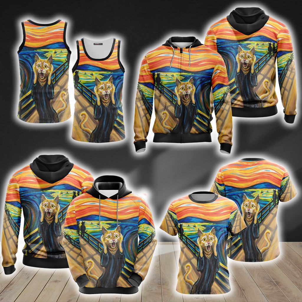 The Scream Cat Unisex 3D Zip Up Hoodie