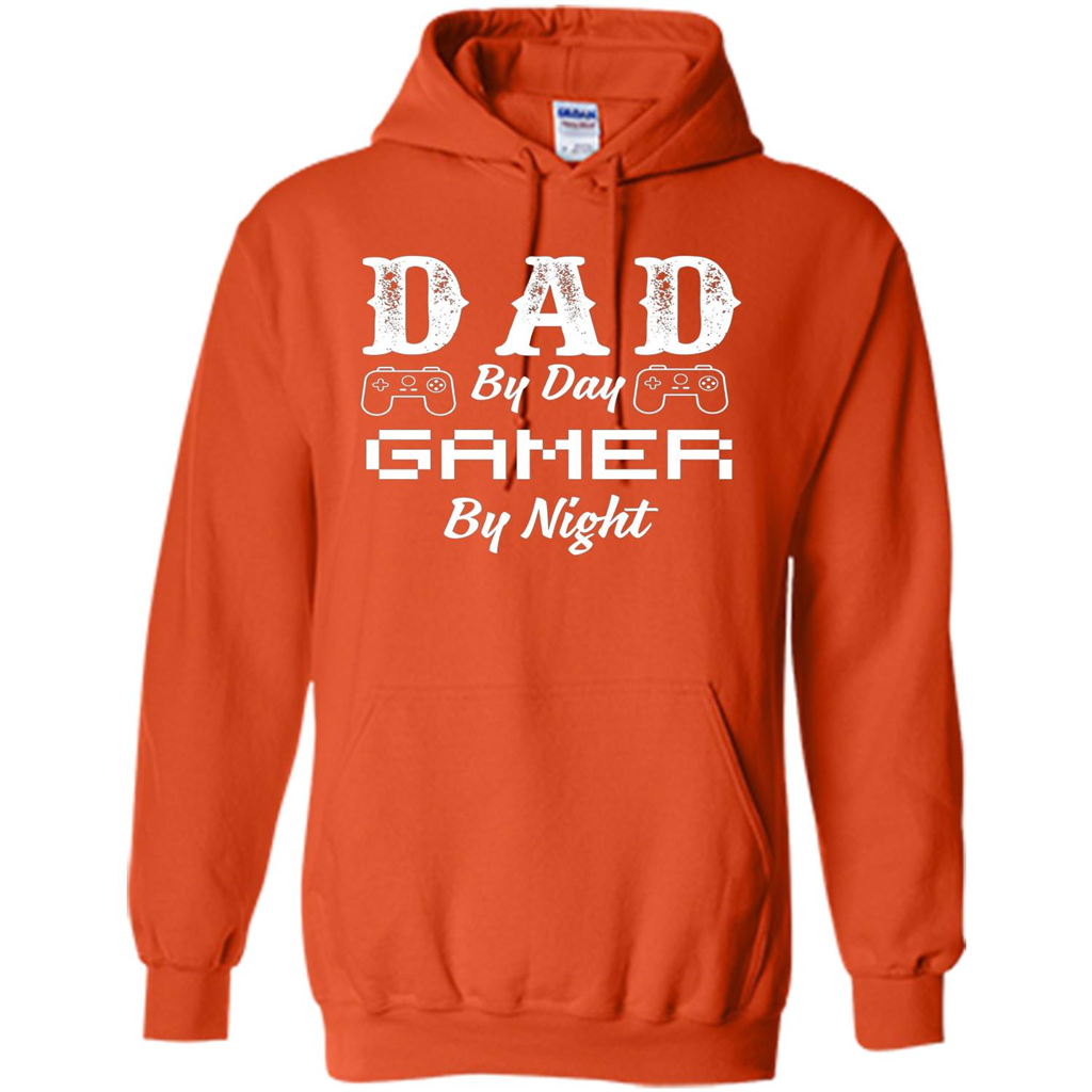 Fathers Day T-shirt Dad By Day Gamer By Night T-shirt Orange