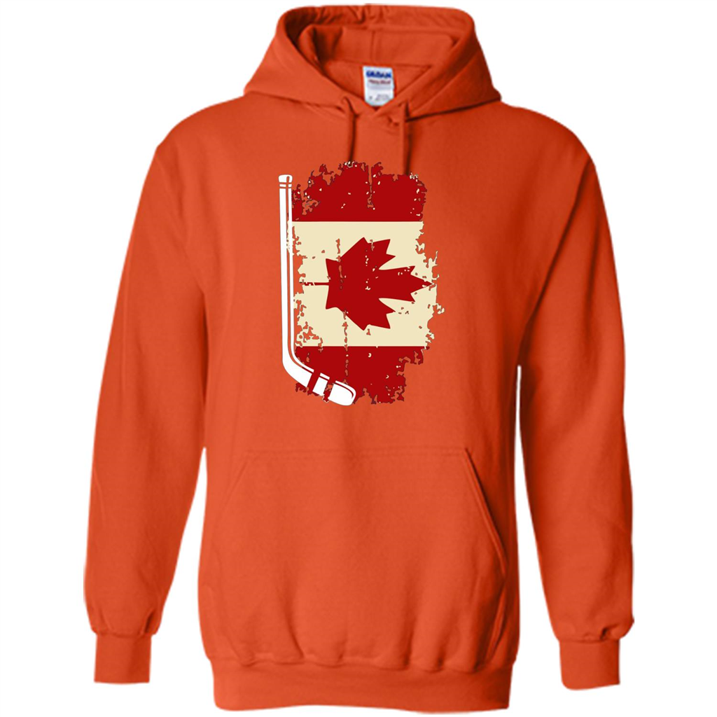 Canada Hockey Funny T-Shirt Canada Hockey Flag T-shirt Orange