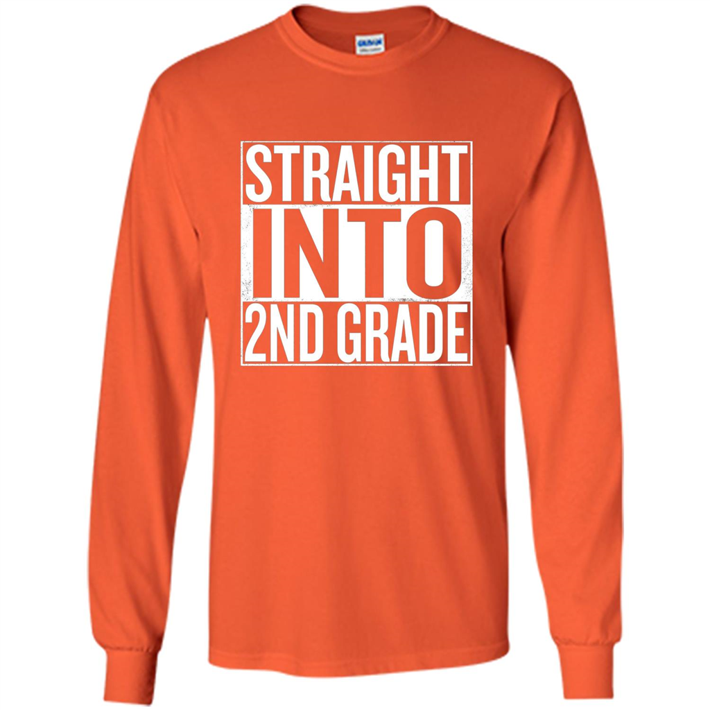 Straight Into 2nd Grade Back To School T-shirt School Day T-shirt Orange