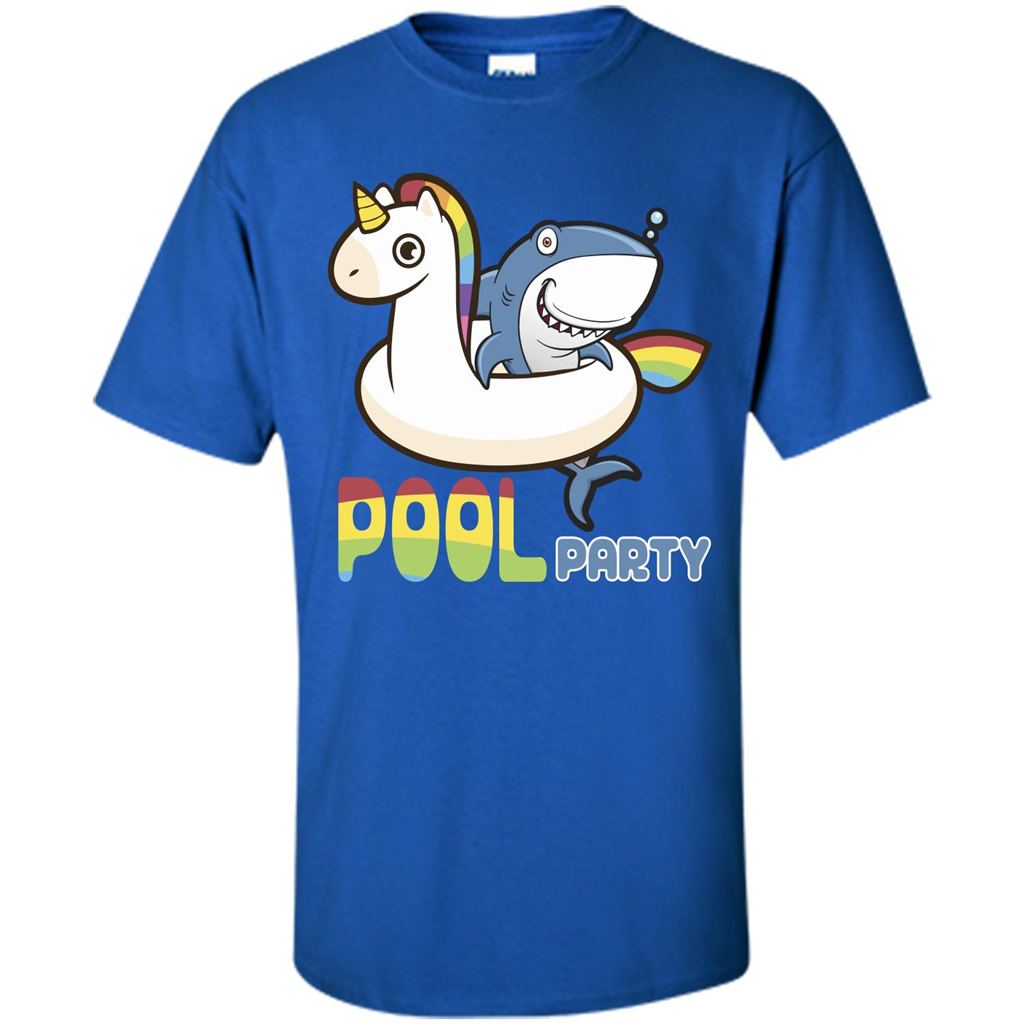 Pool Party T-shirt Unicorn Float Funny Shark Royal